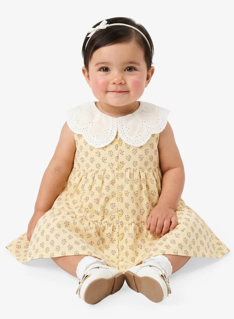 Ripples  Girls Embroidered Lace Collar Floral Print Dress for Women | Best Price UAE