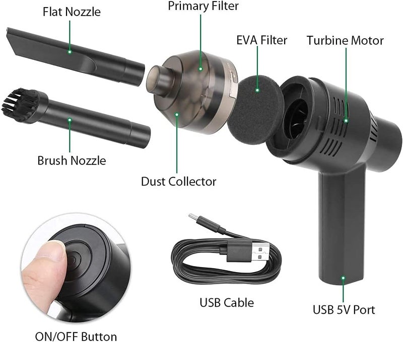 Honlibey New Cordless Mini Computer Vacuum, Portable Vacuum Cleaner Keyboard Cleaner Kit - Cleaning Dust, Hairs, Crumbs, Scraps, Ash for Laptop, Keyboard, Computer,Car, Pet House, Sewing Machine - Image 2