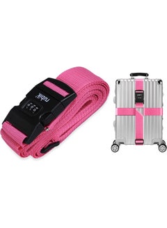 Rubik Cross Luggage Strap with Password, 150 Inch Adjustable Heavy Duty Travel Packing Belt for Bag Baggage Suitcase Safety (1 Pack) Pink  - Image 1