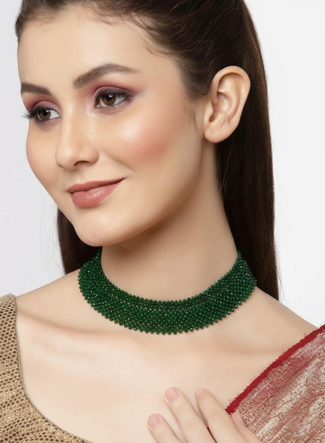 ASIDEA Green Beaded Choker Necklace for Women, Traditional Indian Style Jewelry - Image 2