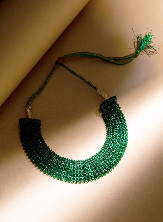 ASIDEA Green Beaded Choker Necklace for Women, Traditional Indian Style Jewelry - Image 4