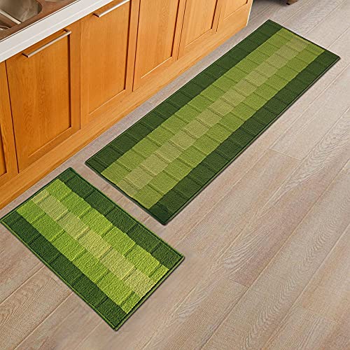 Status Contract Anti Slip Front Door Mat|Set of 2 Living Room Rug for Entrance Doors|Polyester Floor Mats for Home| Essential Small Rugs for Office, Bedroom & Kitchen| (Green) - Image 1