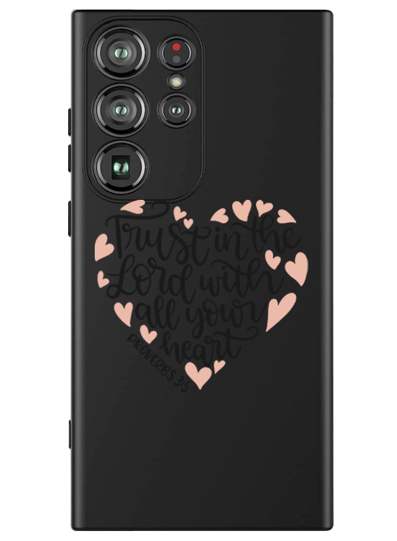Theodor Protective Slim Fit Case Liquid Silicone Cover with Full Body Protection Anti-Scratch Shockproof Case For Samsung Galaxy S24 Ultra (Black) - Trust in the lord with all your heart - Image 1