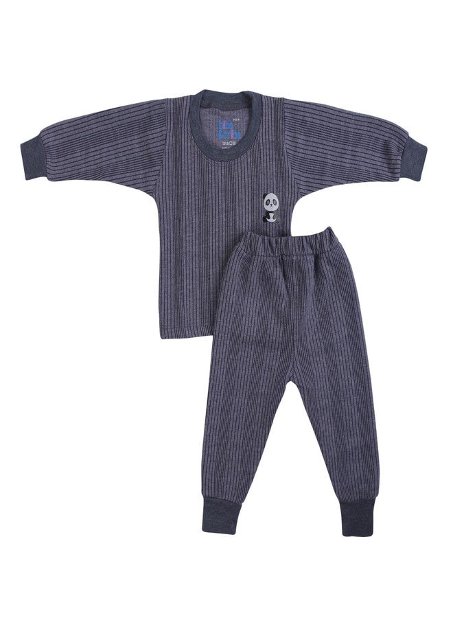 Bibs & cribs Baby Clothing Set Cotton Thermal Wear Ribbed Round Neck Top & Bottom Outfit for Newborn Infant Soft Full Sleeve Unisex Panda Print (Round Neck, 6-9 M) - Image 4