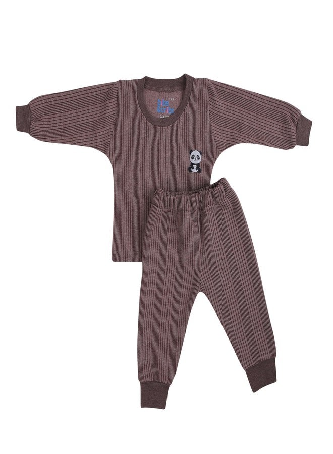 Bibs & cribs Baby Clothing Set Cotton Thermal Wear Ribbed Round Neck Top & Bottom Outfit for Newborn Infant Soft Full Sleeve Unisex Panda Print (Round Neck, 6-9 M) - Image 2