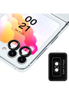 Generic For Samsung Galaxy Z Flip 6 Camera Lens Protector, Individual Tempered Glass Camera Screen Protector Metal Ring Lens Cover for Samsung Galaxy Z Flip 6 , 1 Set (Black)  - Image 1