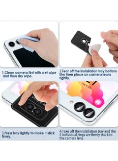 Generic For Samsung Galaxy Z Flip 6 Camera Lens Protector, Individual Tempered Glass Camera Screen Protector Metal Ring Lens Cover for Samsung Galaxy Z Flip 6 , 1 Set (Black)  - Image 3