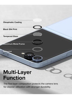 Generic For Samsung Galaxy Z Flip 6 Camera Lens Protector, Individual Tempered Glass Camera Screen Protector Metal Ring Lens Cover for Samsung Galaxy Z Flip 6 , 1 Set (Black)  - Image 4
