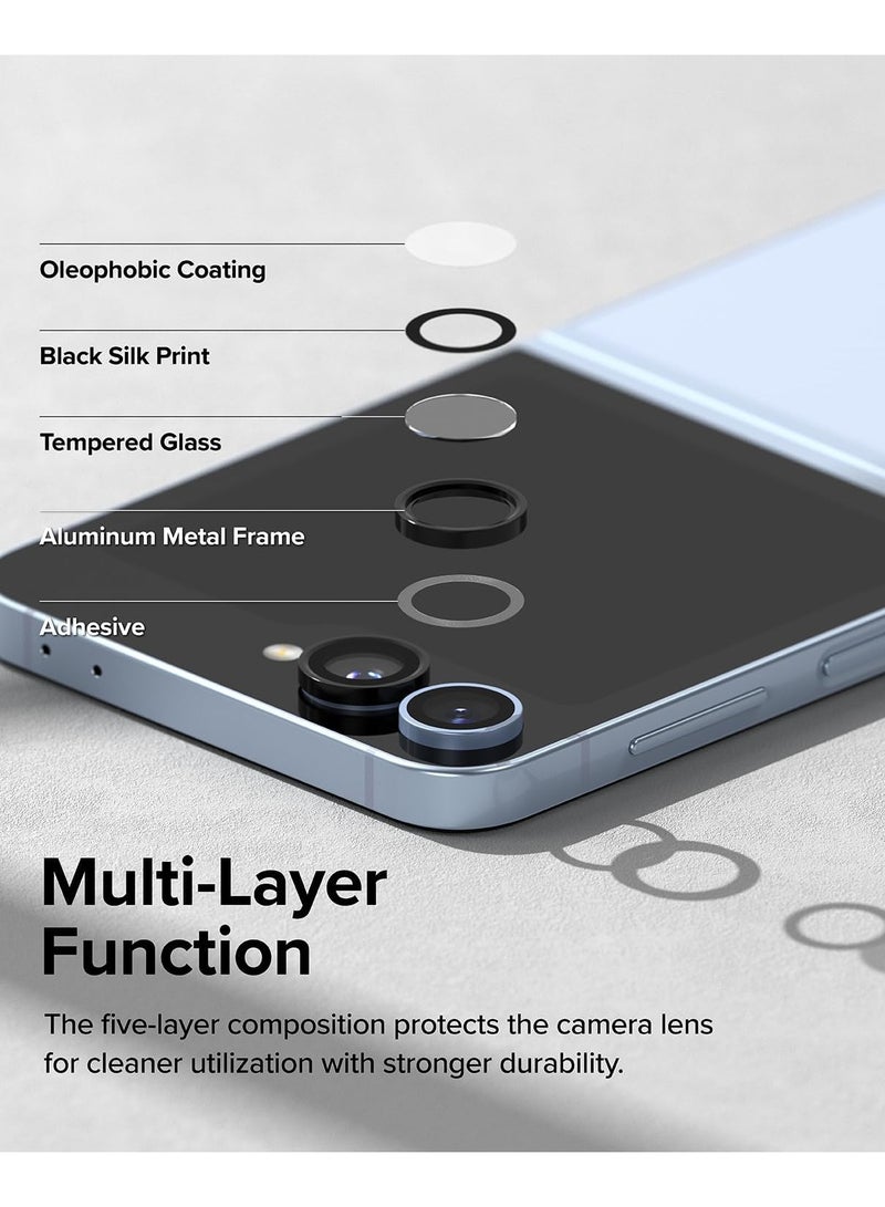 QIRG For Samsung Galaxy Z Flip 6 Camera Lens Protector, Individual Tempered Glass Camera Screen Protector Metal Ring Lens Cover for Samsung Galaxy Z Flip 6 , 1 Set (Black) - Image 4