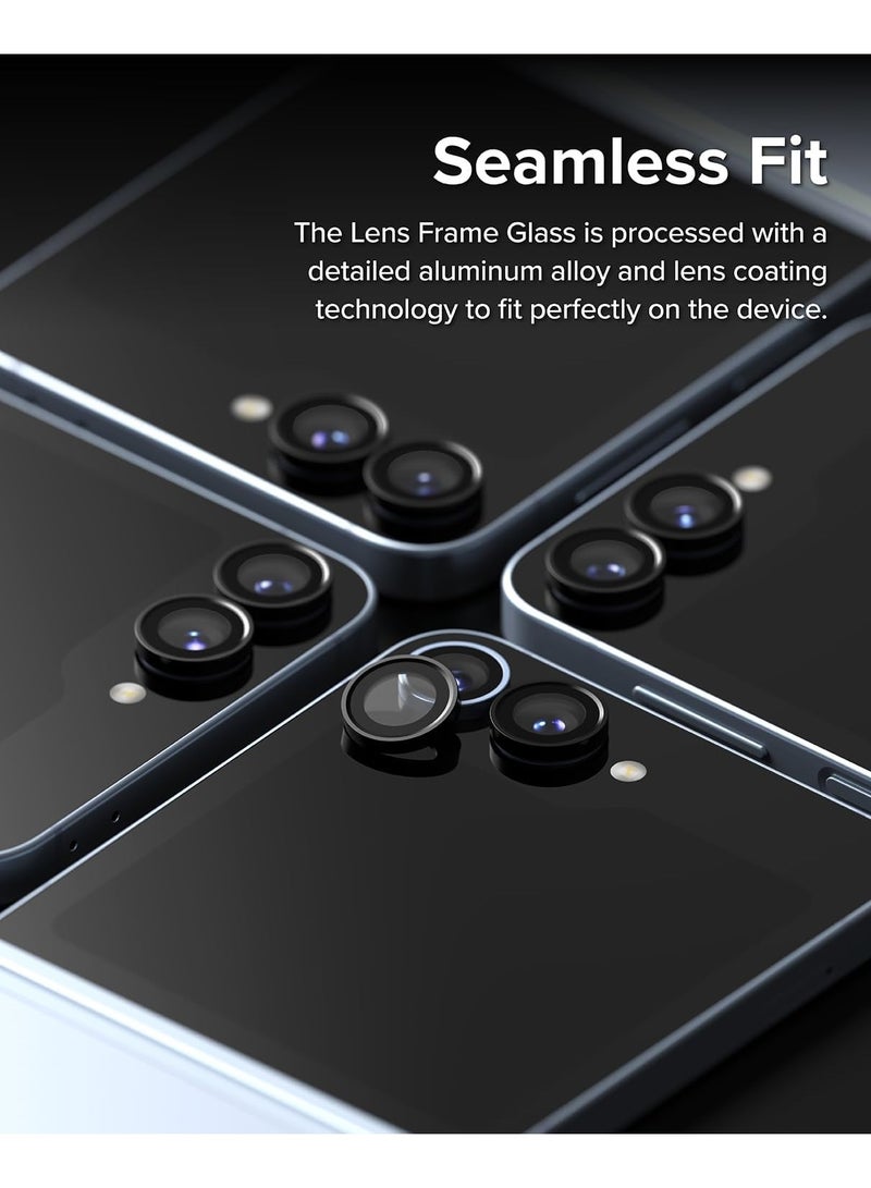 QIRG For Samsung Galaxy Z Flip 6 Camera Lens Protector, Individual Tempered Glass Camera Screen Protector Metal Ring Lens Cover for Samsung Galaxy Z Flip 6 , 1 Set (Black) - Image 5