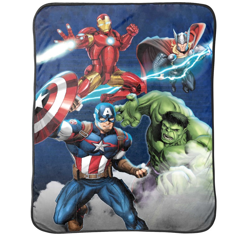 Jay Franco Plush Throw Blanket 46 x 60 Inches Kids Hero Soft Cozy Fleece Throw for Bedroom Couch Dcor Official Licensed Product Blue Avengers