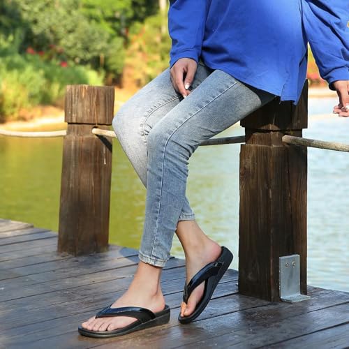 MEGNYA Classic Orthotic Bunions Flip Flops for Women, Plantar Fasciitis Supportive Fit Sandals for High Arch, Comfortable Walking Thong Dressy Sandals for Outdoors black size 8 - Image 2