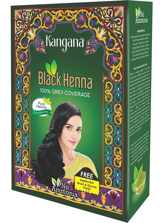 Kangana Black Henna Powder for 100% Grey Coverage | Natural Black Henna Powder for Hair Dye/Color | Naturals Henna Hair Color (Pack of 3) - Image 2