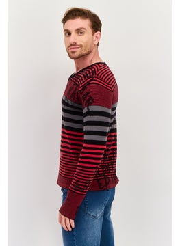 Men V-Neck Striped Long Sleeves Sweater, Red - pzsku/Z84E928FEE27C91211A61Z/45/_/1737642020/977326b5-623d-427c-aefe-a55219e8ddd0