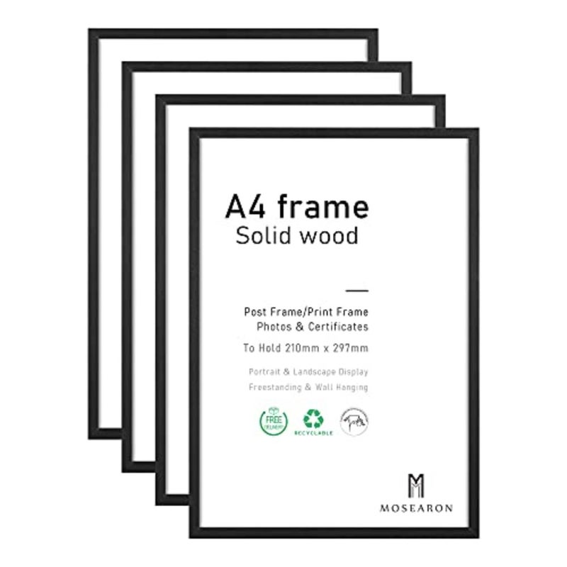 A4 Wood Photo Frame, 4 Pack-21x30cm Picture Frame, Certificate Frame for Wall Mount or Table Top Display, Set of 4 - Image 1