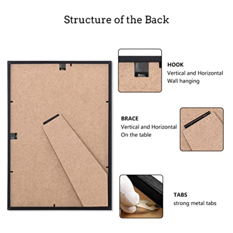 A4 Wood Photo Frame, 4 Pack-21x30cm Picture Frame, Certificate Frame for Wall Mount or Table Top Display, Set of 4 - Image 3