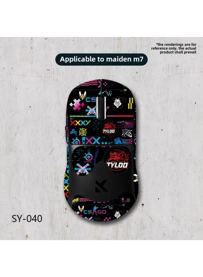 Suitable For Mai From M7 Pro Mouse Anti-slip Stickers Radio Competition Full Set With Back Stickers Lizard Skin Absorbent Sweat Generation Wholesale-Color:Mai Cong M7-sy-040 Team Print/black Diamond-all Inclusive  - Image 1