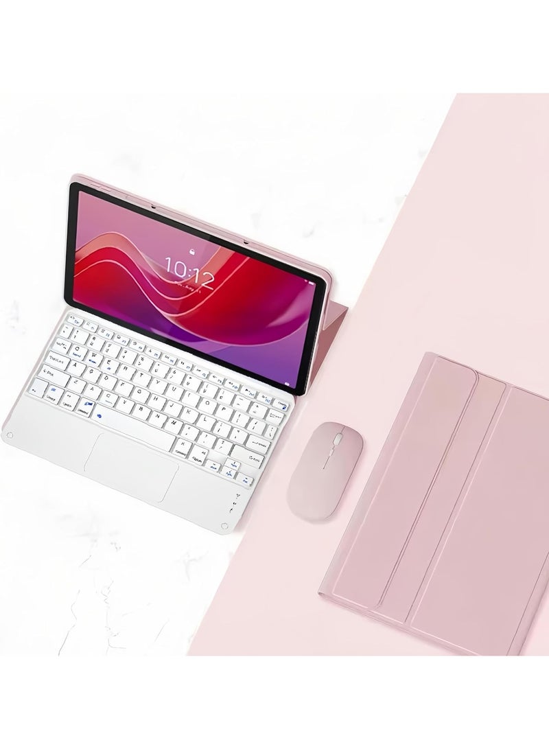 general Arabic and English Keyboard Case for Lenovo Tab M11 11’ 2024 with Removable Wireless Touchpad Keyboard and Bluetooth Mouse Leather Case