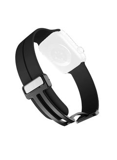 Generic For Apple Watch Series Nike+ Sports Edition 44/45mm D-Shape Magnetic Clasp Silicone Replacement Sport Wristband Band - Black  - Image 3