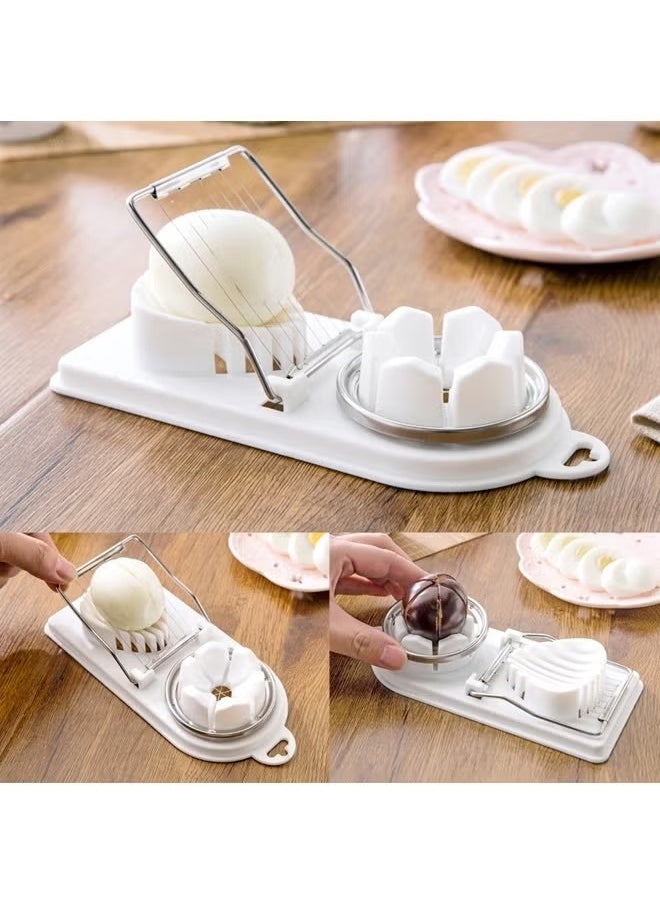Generic - 2-in-1 Corded Egg Slicer With Stainless Steel Wire for Boiled Eggs 2-in-1 Egg Slicer for Strawberries Kiwis and Sausages - Image 1