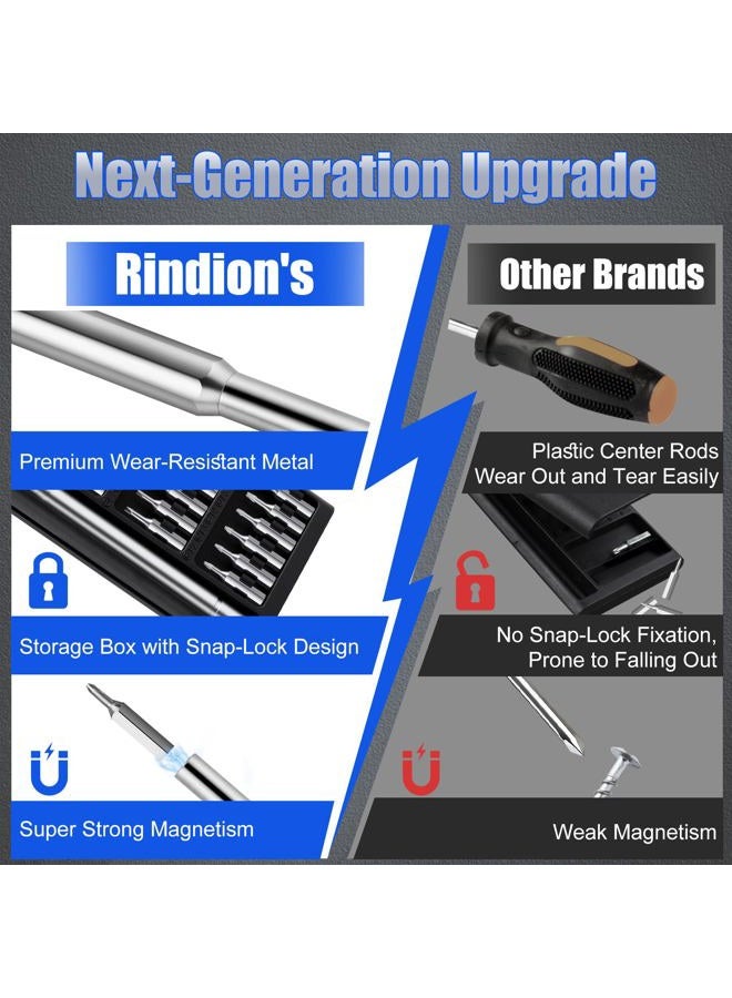 Rindion 25 in 1 Precision Screwdriver Set, Mini Professional Repair Tool Kit, Super Durable Screwdriver Fits for Watch, Laptop, Eyeglasses, Computer, Electronic, Camera - Image 4