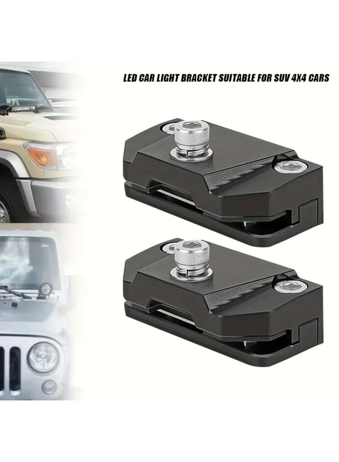 Universal Adjustable Hood Light Mounting Bracket No Drill Aluminum Alloy Clip For Off Road Truck SUV Black - Image 1