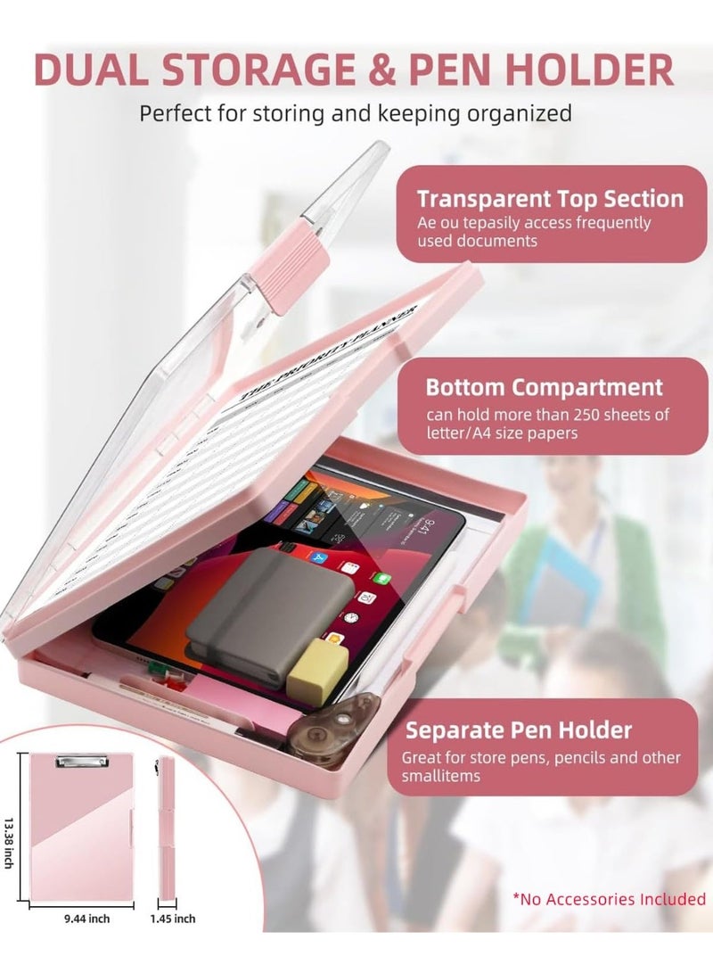 كيلا لوح كتابة مع مساحتين للتخزين، قابل للمسح الجاف، مقاس 8.5×11 بوصة، لوح كتابة متين - لوح كتابة Coaches عالي السعة مع حامل أقلام - حافظة بلاستيكية للرضاعة بفتحة جانبية (وردي باهت) - Image 2