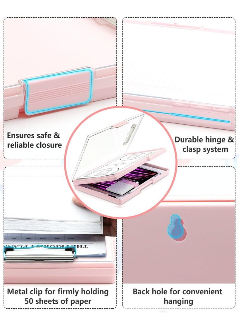كيلا لوح كتابة مع مساحتين للتخزين، قابل للمسح الجاف، مقاس 8.5×11 بوصة، لوح كتابة متين - لوح كتابة Coaches عالي السعة مع حامل أقلام - حافظة بلاستيكية للرضاعة بفتحة جانبية (وردي باهت) - Image 5