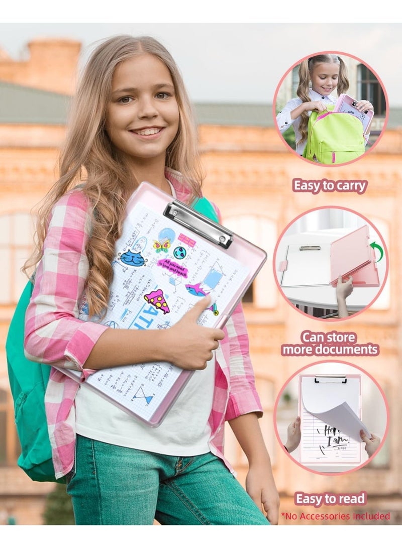 كيلا لوح كتابة مع مساحتين للتخزين، قابل للمسح الجاف، مقاس 8.5×11 بوصة، لوح كتابة متين - لوح كتابة Coaches عالي السعة مع حامل أقلام - حافظة بلاستيكية للرضاعة بفتحة جانبية (وردي باهت) - Image 4