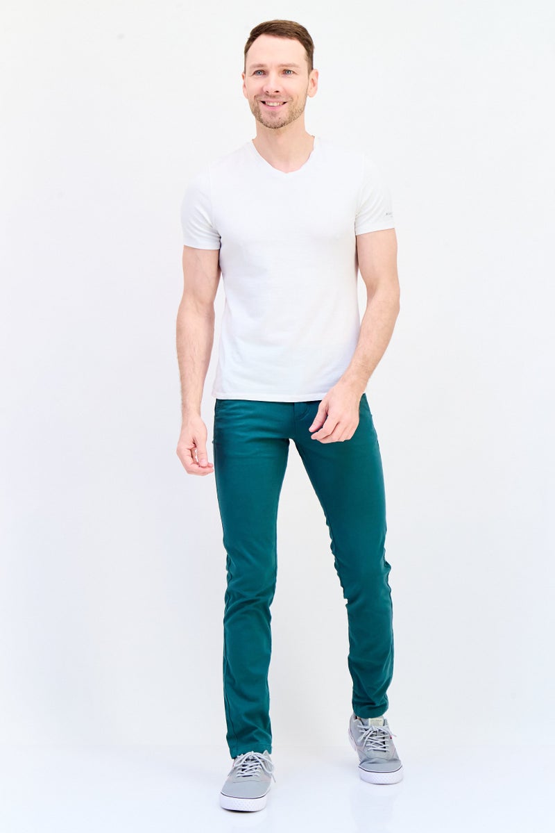 Celio Men Slim Fit Solid Chino Pants, Green - Image 2