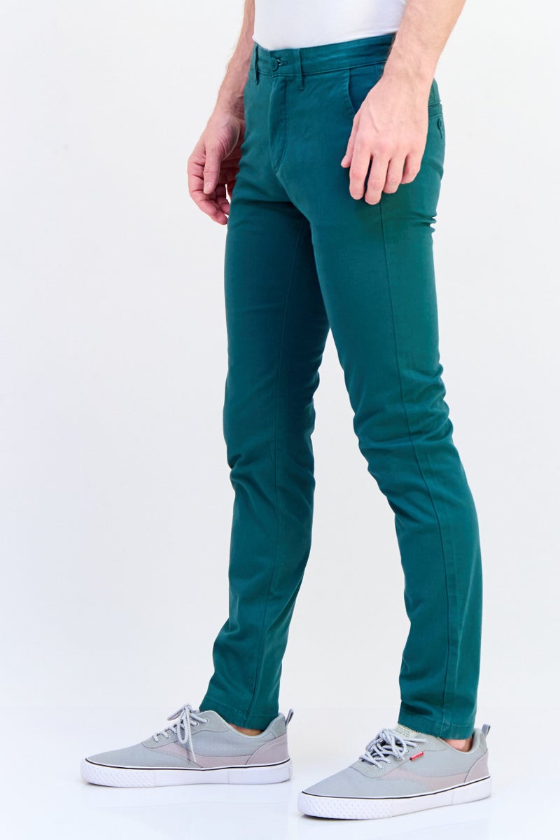 Celio Men Slim Fit Solid Chino Pants, Green - Image 4