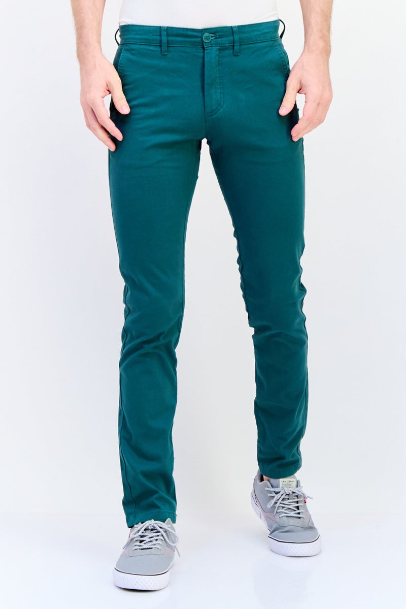 Celio Men Slim Fit Solid Chino Pants, Green - Image 1