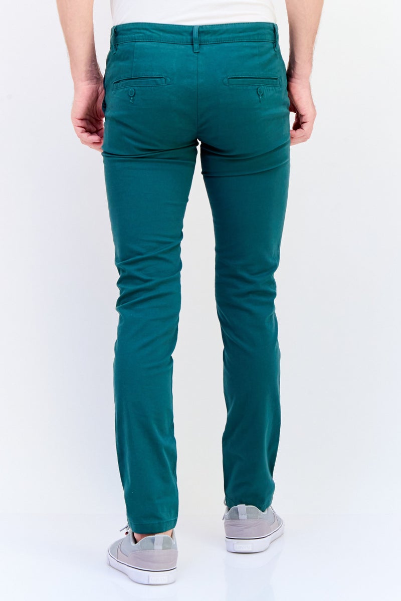 Celio Men Slim Fit Solid Chino Pants, Green - Image 3