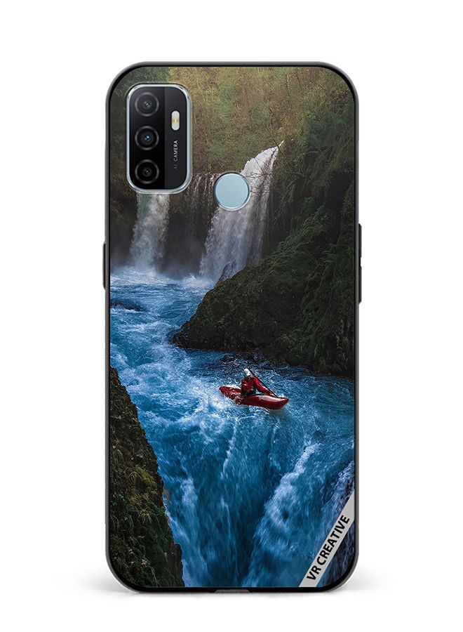 Protective Case Cover For Oppo A53 Bluish Waterfall Design Multicolour