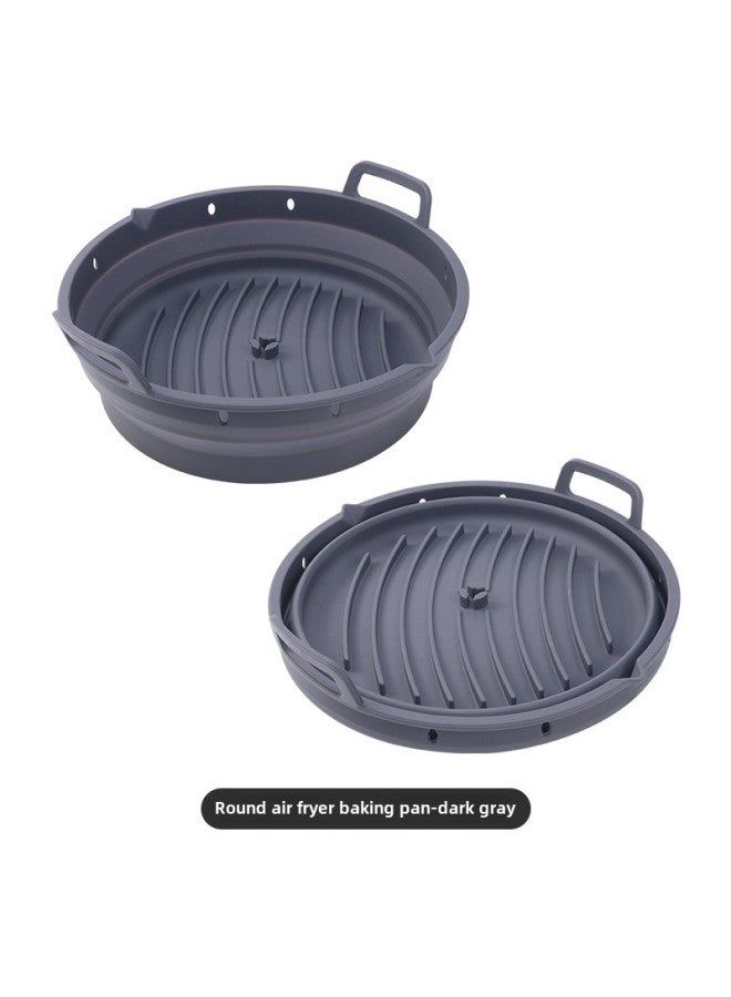 Microwave Oven Baking Silicone Baking Tray For Oven Light Wave Oven Air Fryer Barbecue Pot Special Cheese Baked Rice For One Person-Specifications:Round 8.5 Inch Baking Tray Dark Gray  - Image 1
