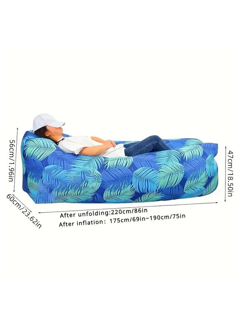 ELIKLIV - Hot sale inflatable lazy sofa recliner! Portable and comfortable, environmentally friendly and durable. Easy to inflate, suitable for multiple scenarios. Camping, barbecue, beach can be used, with a weight capacity of 200 kg. Folded and compact, it does not occupy an area, and you can enjoy the wonderful life of the outdoors. Color- Blue feathers - Image 1