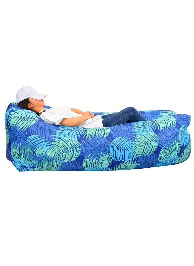 ELIKLIV - Hot sale inflatable lazy sofa recliner! Portable and comfortable, environmentally friendly and durable. Easy to inflate, suitable for multiple scenarios. Camping, barbecue, beach can be used, with a weight capacity of 200 kg. Folded and compact, it does not occupy an area, and you can enjoy the wonderful life of the outdoors. Color- Blue feathers - Image 1