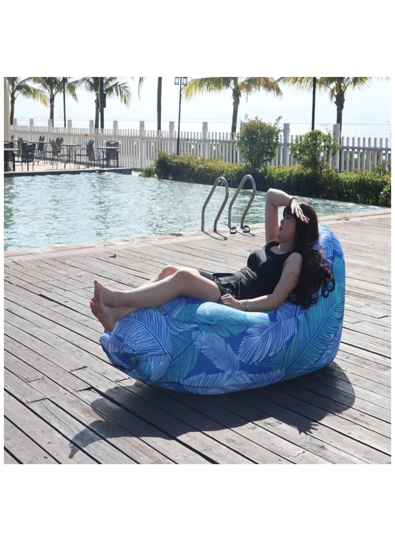 ELIKLIV - Hot sale inflatable lazy sofa recliner! Portable and comfortable, environmentally friendly and durable. Easy to inflate, suitable for multiple scenarios. Camping, barbecue, beach can be used, with a weight capacity of 200 kg. Folded and compact, it does not occupy an area, and you can enjoy the wonderful life of the outdoors. Color- Blue feathers - Image 1