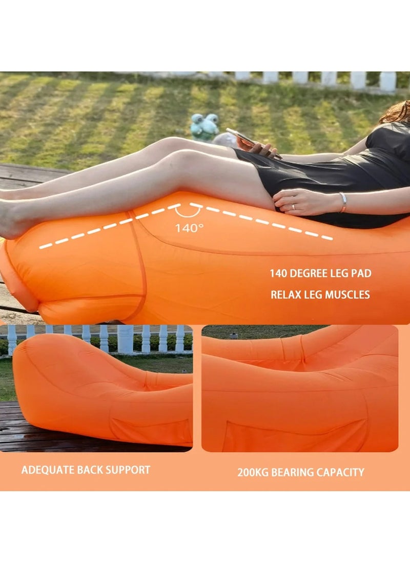 ELIKLIV - Hot sale inflatable lazy sofa recliner! Portable and comfortable, environmentally friendly and durable. Easy to inflate, suitable for multiple scenarios. Camping, barbecue, beach can be used, with a weight capacity of 200 kg. Folded and compact, it does not occupy an area, and you can enjoy the wonderful life of the outdoors. Color- Blue feathers - Image 1