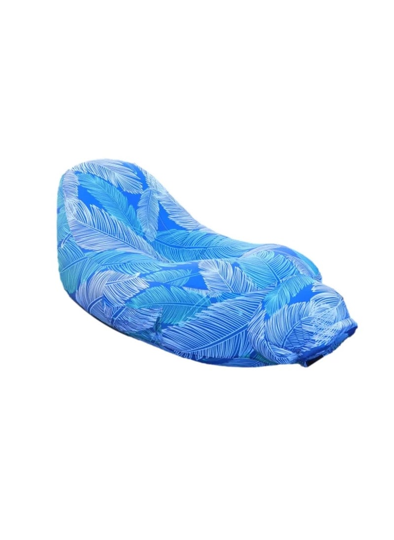 ELIKLIV - Hot sale inflatable lazy sofa recliner! Portable and comfortable, environmentally friendly and durable. Easy to inflate, suitable for multiple scenarios. Camping, barbecue, beach can be used, with a weight capacity of 200 kg. Folded and compact, it does not occupy an area, and you can enjoy the wonderful life of the outdoors. Color- Blue feathers - Image 1