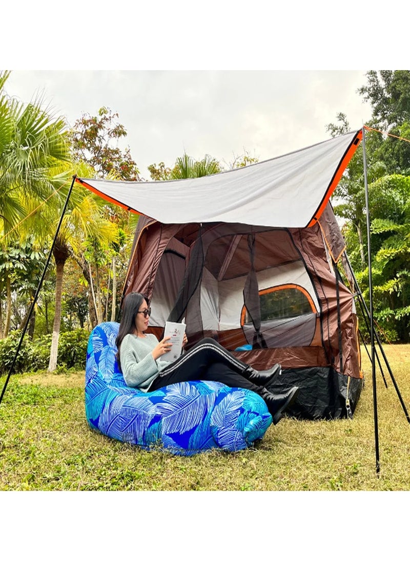 ELIKLIV - Hot sale inflatable lazy sofa recliner! Portable and comfortable, environmentally friendly and durable. Easy to inflate, suitable for multiple scenarios. Camping, barbecue, beach can be used, with a weight capacity of 200 kg. Folded and compact, it does not occupy an area, and you can enjoy the wonderful life of the outdoors. Color- Blue feathers - Image 1