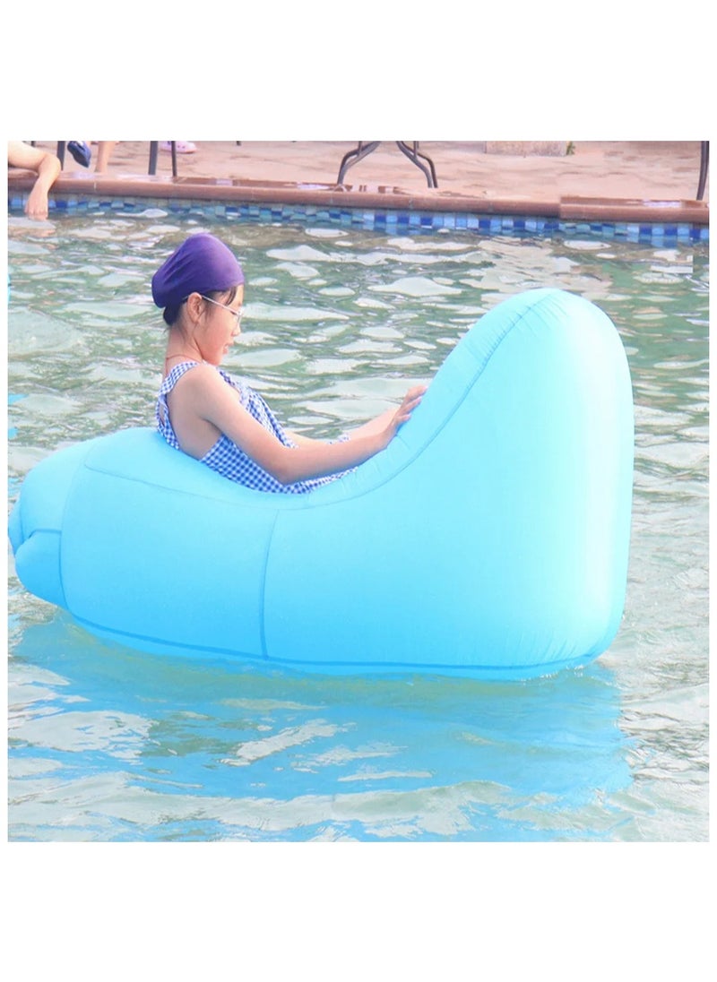 ELIKLIV - Hot sale inflatable lazy sofa recliner! Portable and comfortable, environmentally friendly and durable. Easy to inflate, suitable for multiple scenarios. Camping, barbecue, beach can be used, with a weight capacity of 200 kg. Folded and compact, it does not occupy an area, and you can enjoy the wonderful life of the outdoors. Color- Blue feathers - Image 1