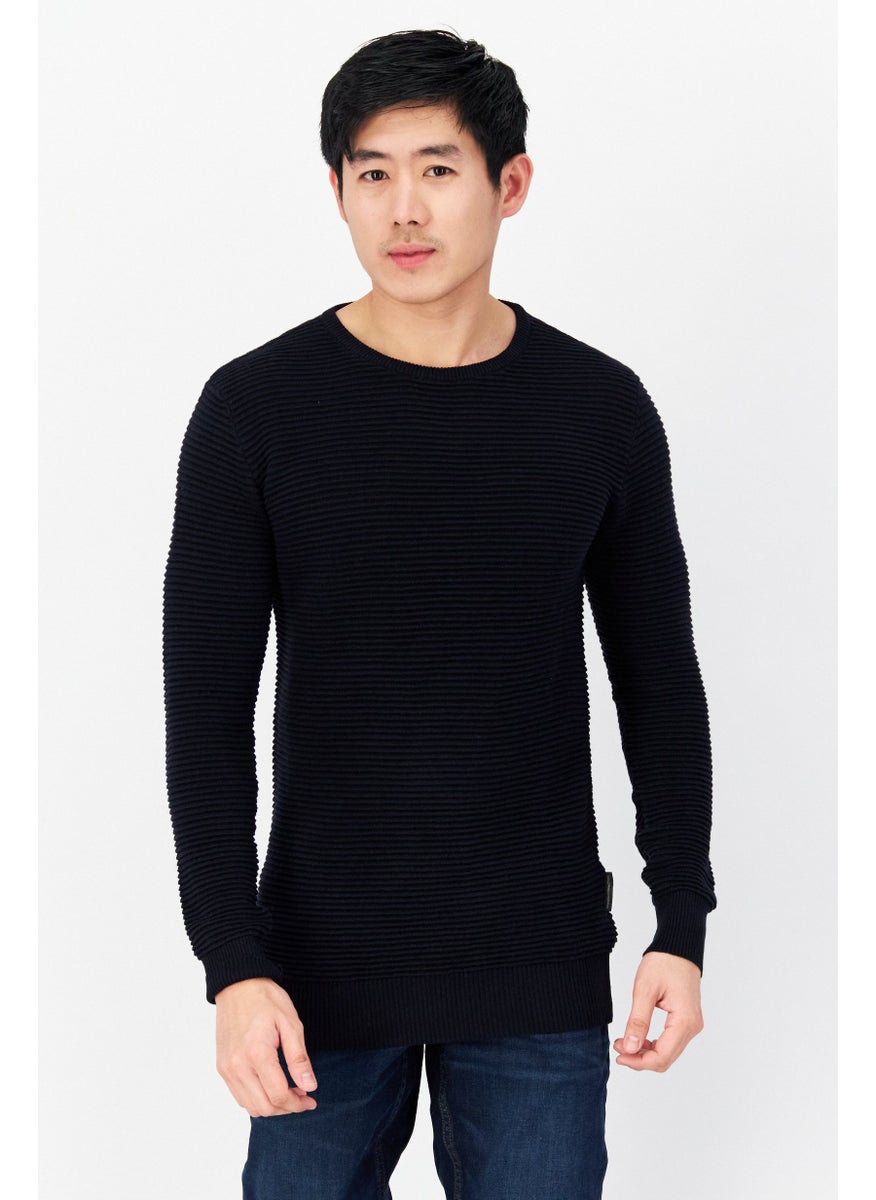 Men Crew Neck Textured Sweatshirt, Navy - pzsku/Z84E9B6234E2D2A9B1D95Z/45/_/1724350828/3fe7e3c8-5a2b-488a-99a0-f55209923294