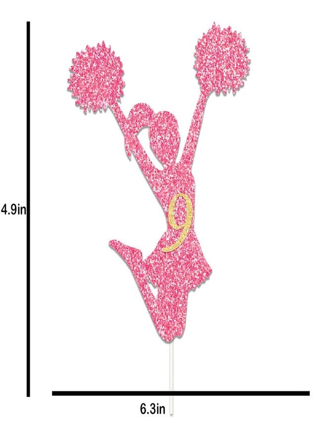 ChoJoy Cheerleader 9 Cake Toppers 9th Birthday Decoration with Gold 9 for Cheerleader Themed Birthday Party - Image 2