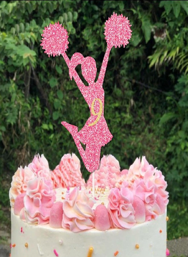 ChoJoy Cheerleader 9 Cake Toppers 9th Birthday Decoration with Gold 9 for Cheerleader Themed Birthday Party - Image 3