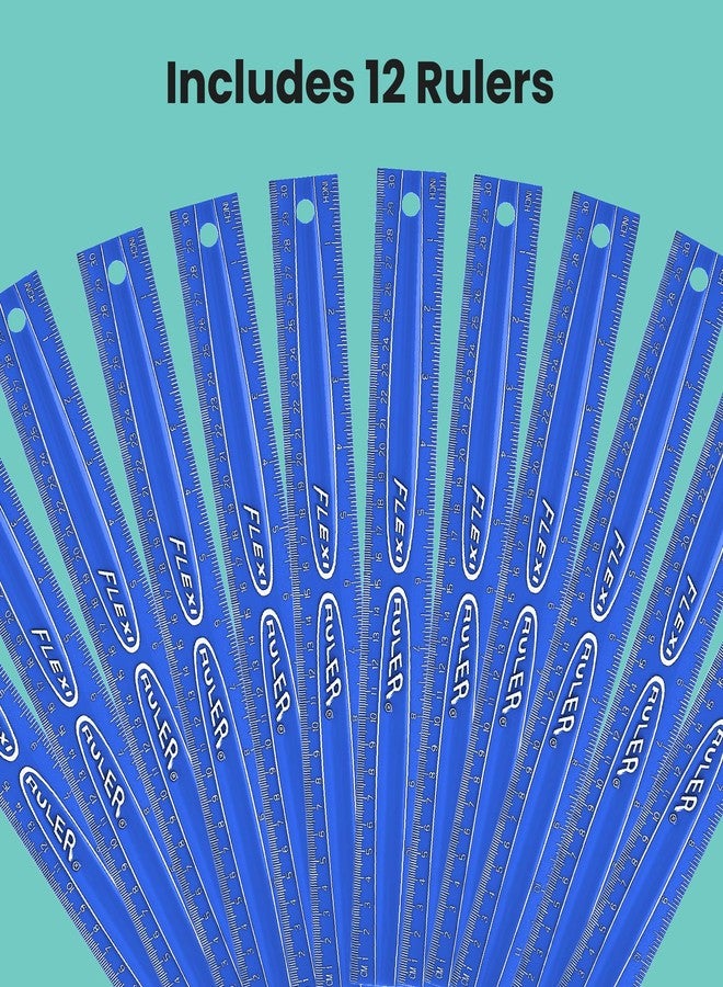 It's Academic Flexi Rulers, 12-inch Flexible Non-Breakable Ruler, 12-Pack, Blue - Image 2