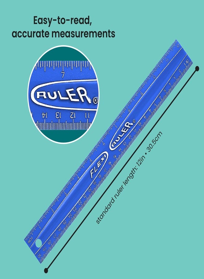 It's Academic Flexi Rulers, 12-inch Flexible Non-Breakable Ruler, 12-Pack, Blue - Image 4