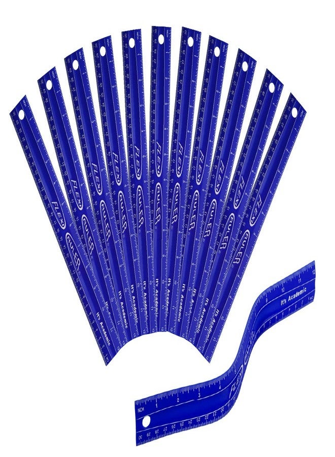 It's Academic Flexi Rulers, 12-inch Flexible Non-Breakable Ruler, 12-Pack, Blue - Image 1