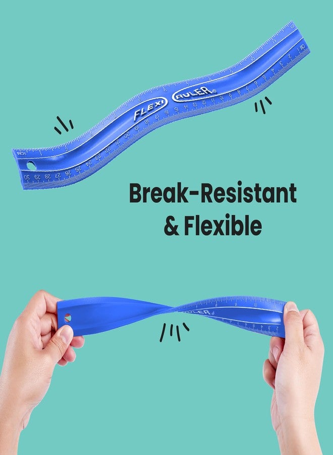 It's Academic Flexi Rulers, 12-inch Flexible Non-Breakable Ruler, 12-Pack, Blue - Image 3