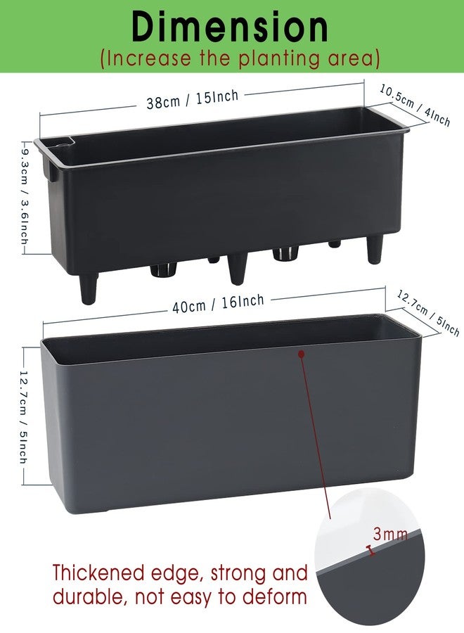 GardenBasix Elongated Self Watering Planter Pots 2-Pack Window Box 5.5 x 16 inch Indoor Home Garden Modern Decorative Pot for All House Plants Flowers Herbs (Dark Grey,2) - Image 4